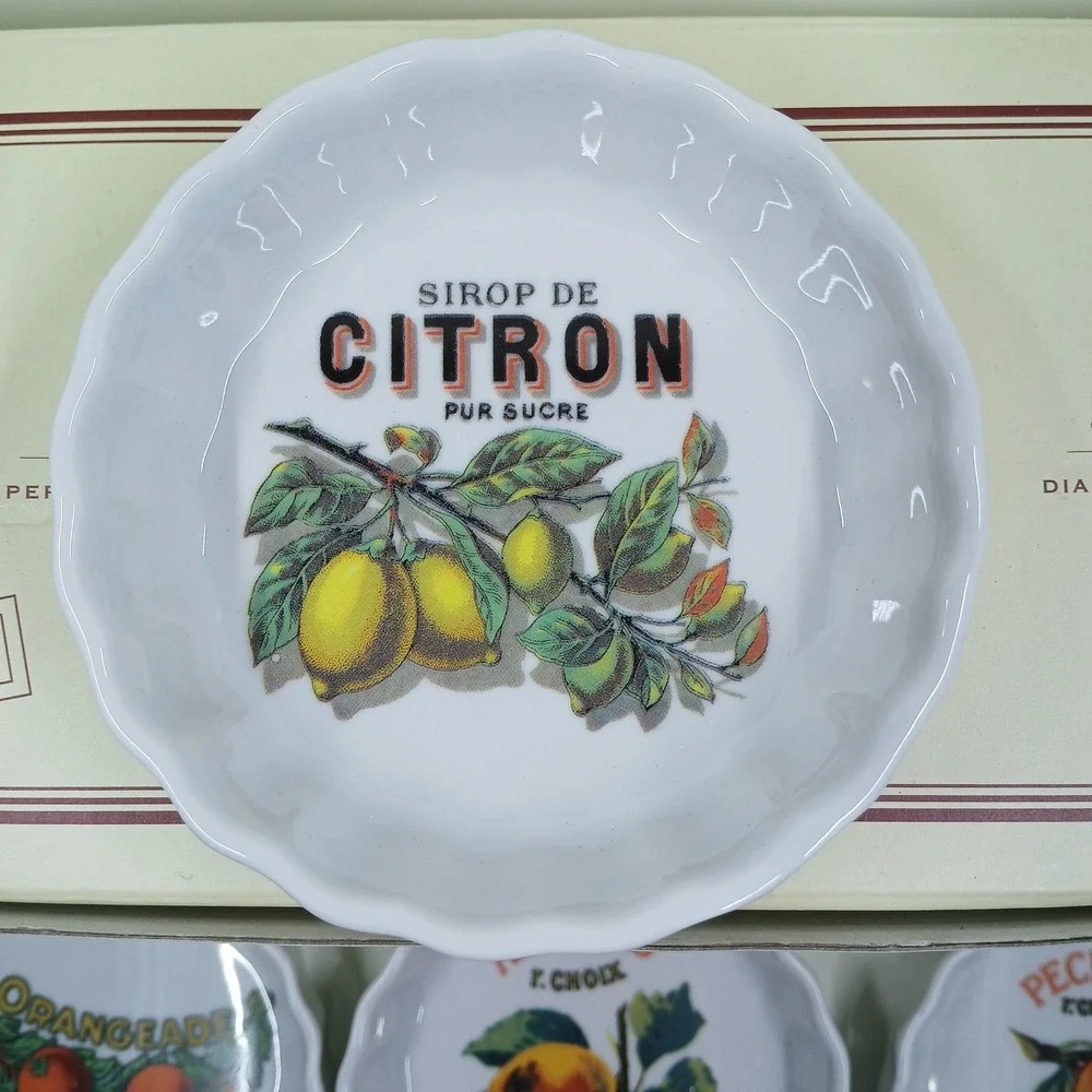 Williams-Sonoma Harvest Market Ramekins Set Of 6 White Fruit 4‎ In Italy Ceramic